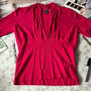 Sweater Works XL Pink Short Sleeve V Neck Blouse